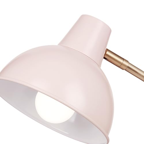 Globe Electric 67339 16 Inch Pink Desk Lamp with Gold Arm, in-Line On/Off Switch, Reading Light, Ideal for Bedroom, Dorm and Office - color: Matte Rose, Robin