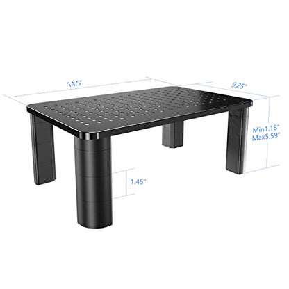 Pholiten 2 Pack Monitor Stand Riser, 3 Height Adjustable Monitor Stand for Computer, Laptop, Printer, Notebook, iMac, Premium Metal Monitor Risers for 2 Monitors