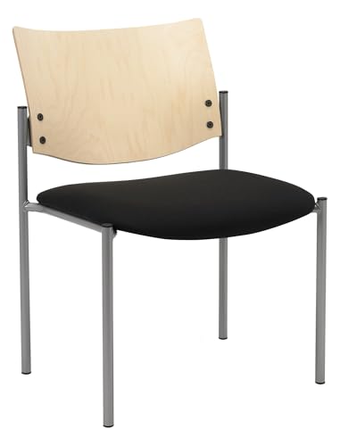 Evolve Series Guest Chair, Armless with Wood Back, Black fabric, Natural Back - color: Black Fabric, style: Natural Back