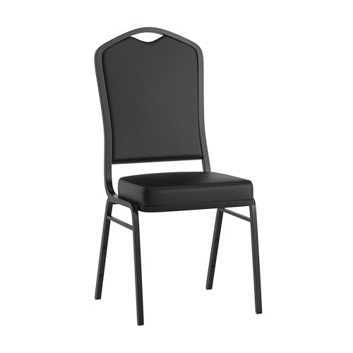 Flash Furniture Hercules Vinyl Crown Back Stackable Banquet Chair, Black | Black Frame, Vinyl Upholstery - color: Black Vinyl/Black Frame, size: Set of 1
