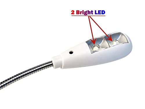 LED USB Reading Lamp Light with 2-Brightness Dimmable Setting, Flexible Gooseneck USB Light for Notebook Laptop Keyboard, Powerbank(On/Off Switch, 1 White+1 Mini USB Light) - color: White