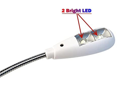 LED USB Reading Lamp Light with 2-Brightness Dimmable Setting, Flexible Gooseneck USB Light for Notebook Laptop Keyboard, Powerbank(On/Off Switch, 1 White+1 Mini USB Light) - color: White