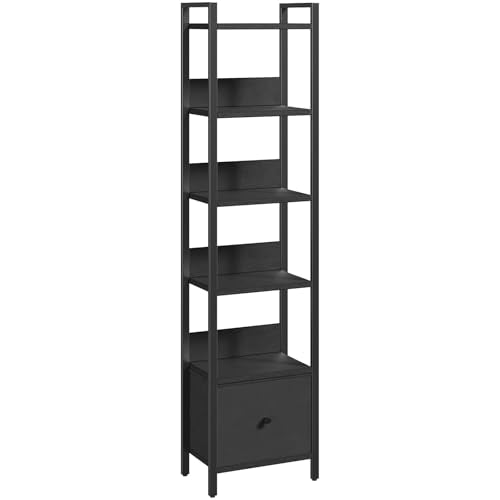 MAHANCRIS Bookshelf, 6-Tier Bookcase with Drawer, Small Book Shelf for Small Space, Storage Shelf Organizer, for Living Room, Bedroom, Study, Kitchen, Black BKHB66101 - color: Black, size: 6 Tier
