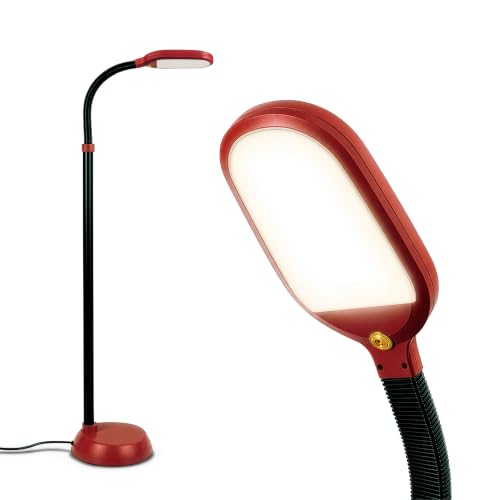 Brightech Litespan - Bright LED Floor Reading Lamp for Over Chair Crafts and Reading, Estheticians' Light for Lash Extensions, Adjustable Standing Lamp for Living Room, Bedroom, Office - Red - color: Red