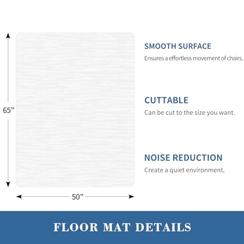 Clear Chair Mat, TYDLE 50" x 65" Large Office Chair Mat for Hard Floor, Vinyl Floor Mat for Gaming Chairs, Slip Resistant Floor Protector Rolling Computer Desk Mat for Hardwood Floor, Clear - color: Clear (for Hard Floors), size: 50"x65" (for hard floors)