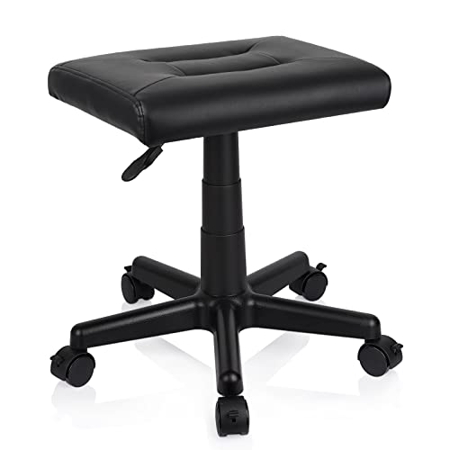 Lilithye Footrest Stool Under Desk Adjustable Height Footrest Ottoman Ergonomic Foot Stool with Wheels 360° Rolling for Home Office (Black-1) - color: Black-1