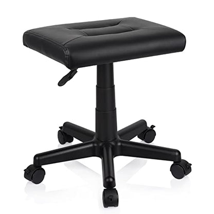 Footrest Stool Under Desk Adjustable Height Footrest Ottoman Ergonomic | Foot Stool with Wheels 360°Rolling for Home Office - color: Black-1