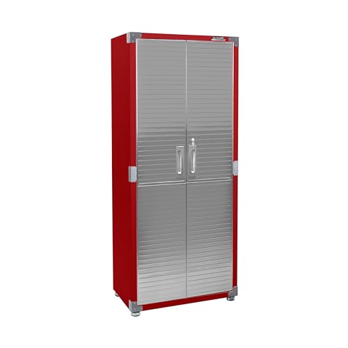 Seville Classics UltraHD Solid Steel Lockable Metal Storage Cabinet Locker Organizer, w/Adjustable Shelves for Garage, Warehouse, Office, Classroom, Red, 30" W x 18" D x 72" H - color: Red, size: 30" W x 18" D x 72" H