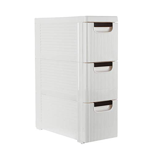 3-Drawer Rolling Cart Organizer Unit with Wheels Narrow Slim Container Storage Cabinet for Bathroom Bedroom Bookshelf Closet Organizers Book Shelf Bookcase