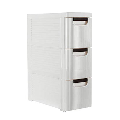 3-Drawer Rolling Cart Organizer Unit with Wheels Narrow Slim Container Storage Cabinet for Bathroom Bedroom Bookshelf Closet Organizers Book Shelf Bookcase