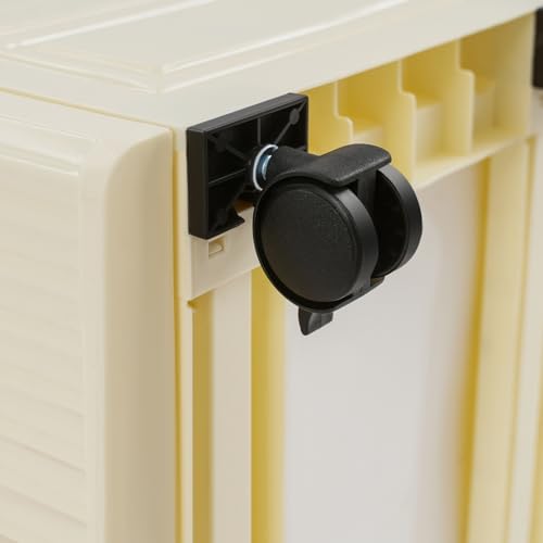 4 Tier Storage Cabinet With Wheels, PP Drawer Organizer Unit, Rolling Slim Storage Cart, Modern Nightstand, 2 Brakes, 22.4in, for Bedroom, Kitchen, Bathroom, Living Room (Creamy Yellow, Brown)