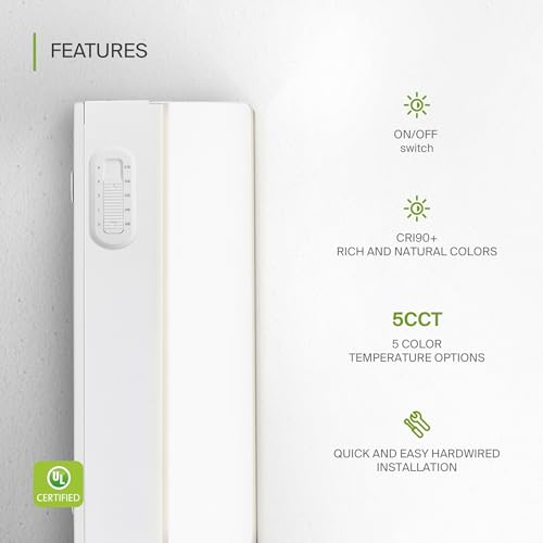 ASD LED Under Cabinet Lighting Hardwired, 32 Inch 16W 2700K-5000K Selectable, 1436LM, CRI90+, Direct Wire Linkable Under Counter Lights for Kitchen, Dimmable Under Cabinet Lights, White, UL, 12 Pack - color: 32 Inch White, size: 12 Pack