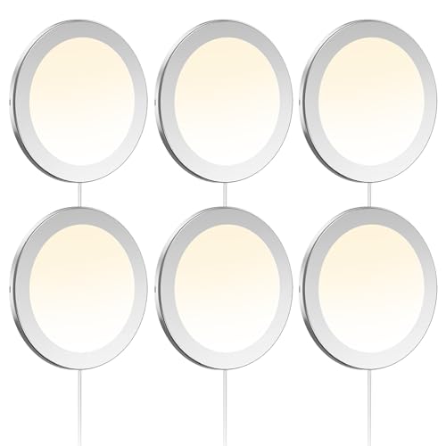 VST Under Cabinet Mini Panel Lighting 3.94inch 12V 2.5W(Total 15W) with Wireless Dimmer Switch, Surface Mount Puck Light for Kitchen Van Truck Car Galley Downlight 6Pack(Round 2700K-6500K) - color: 6 Pack Silver CCT
