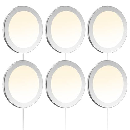 VST Under Cabinet Mini Panel Lighting 3.94inch 12V 2.5W(Total 15W) with Wireless Dimmer Switch, Surface Mount Puck Light for Kitchen Van Truck Car Galley Downlight 6Pack(Round 2700K-6500K) - color: 6 Pack Silver CCT