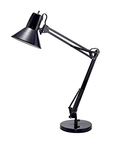 Bostitch Office VLF100D Swing Arm Desk Lamp, Metal, 36" Reach with Multi-Joint Adjustment, Includes Replaceable LED Bulb (VLF), Black - size: Desk 36" Reach, style: Base, Black