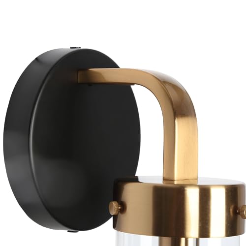 KSANA Wall Sconces, Black and Gold Wall Lights for Bedroom, Modern Glass Bathroom Wall Lamps for Living Room, Hallway - size: Fixed - Slim-Cylinder Shade