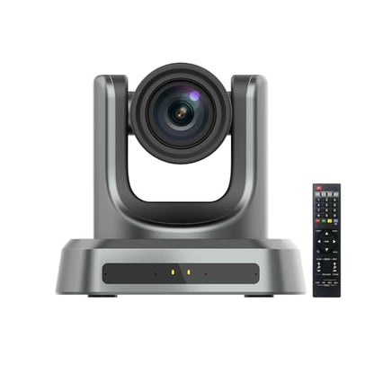 4K NDI PTZ Camera AI Voice Tracking, NDI® HX2, 12x Optical Zoom Conference Camera System, Gesture Control, Built-in 4 Mics, Auto Framing, HDMI/LAN/USB, 4K Webcam for Church, Conference, Livestream