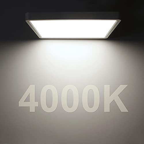 LED Flush Mount Ceiling Light Fixture, 4000K Neutral White, 12inch 24W, 3200LM, Slim Flat Panel Lighting Fixture, Square Modern Ceiling Lamp for Bedroom, Kitchen, Living Room, Closet, Stairwell - color: Neutral White, size: Square-White