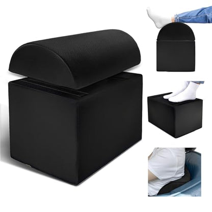Ergonomic Adjustable Height Foot Rest for Under Desk Office & Home Comfortable Footrest with Breathable & Washable Mesh Cover Non-Slip Base Two-Layer Design