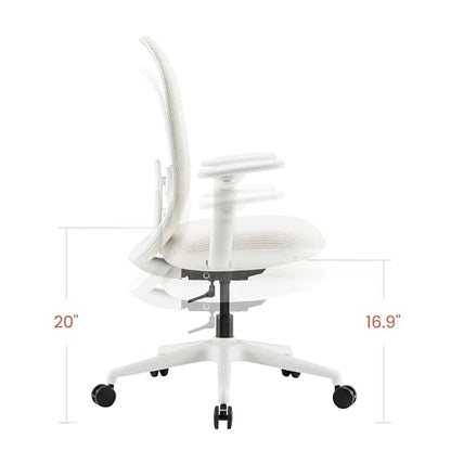 Mochi Chair Petite Ergonomic Chair — Comfortable Ergonomic Chair Designed Specifically for Women and Children, Height-Adjustable Chair is Suitable for Home, Office, and School environments (Cream)