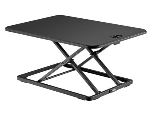 Monoprice Ultra-Slim Single Top Height Adjustable Compact Sit-Stand 26-Inch Desk Converter Riser, Compact Sit Stand Desktop Converter for Monitor or Laptop, Black