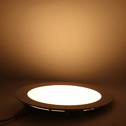 Dimmable 9W 5 inch Ultra-Thin Round LED Panel Light Ceiling, 800lm, 70W Incandescent Equivalent, 3000K Warm White, LED Recessed Lighting for Home, Office, Commercial Lighting - color: Warm White(3000K), size: 9W