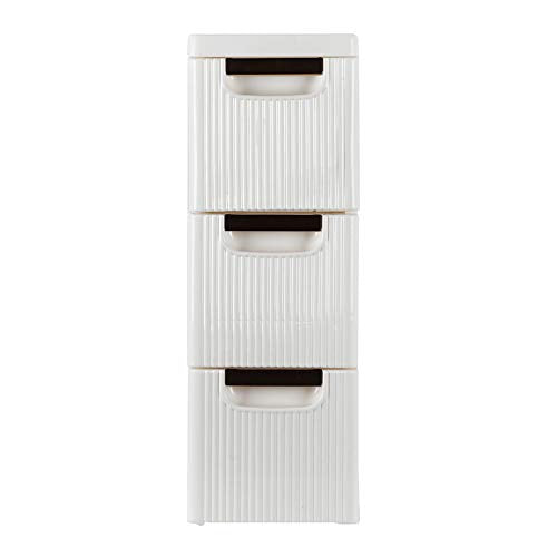 3-Drawer Rolling Cart Organizer Unit with Wheels Narrow Slim Container Storage Cabinet for Bathroom Bedroom Bookshelf Closet Organizers Book Shelf Bookcase