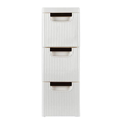 3-Drawer Rolling Cart Organizer Unit with Wheels Narrow Slim Container Storage Cabinet for Bathroom Bedroom Bookshelf Closet Organizers Book Shelf Bookcase