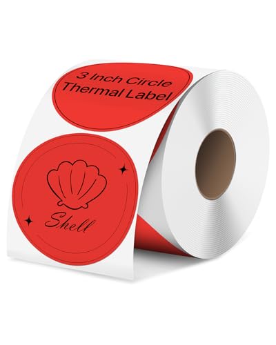 iEager 3 Inch Red Circle Thermal Labels, Durable Round Thermal Label - color: Red, size: 3 INCH