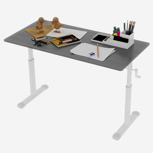 47" Height Adjustable Desk Sit Stand Study Table Kids, Grey | Ergonomic Home Office | Wooden Gaming | Compact Skinny Standing | Minimalist Raising | Bedroom - color: 47"+grey