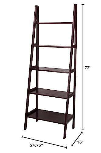 Casual Home 5-Shelf Ladder Bookcase, Espresso (New) - color: Espresso (New), size: 24.75"W, style: Ladder Bookcase