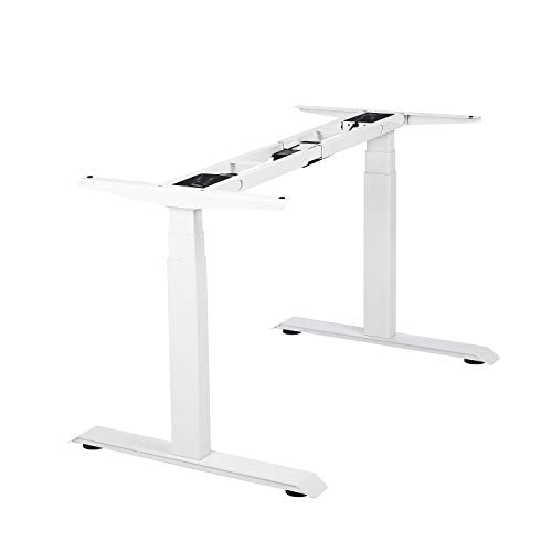 VJ201-S3 Electric Height Adjustable Sitting Standing Desk Frame Only/Sit Stand - Dual Motors 3 Segment Motorized Desk Base Only,White - color: White