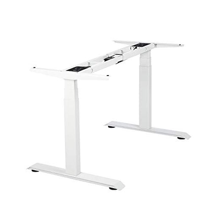 VJ201-S3 Electric Height Adjustable Sitting Standing Desk Frame Only/Sit Stand - Dual Motors 3 Segment Motorized Desk Base Only,White - color: White