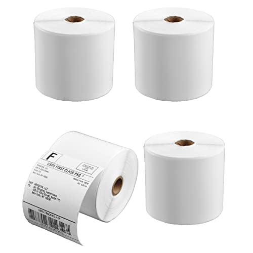 Arkscan 4x6 Thermal Shipping Labels - 4 Rolls, 450 Labels per Roll (1,800 Labels) for Zebra, Rollo & Arkscan Direct Thermal Label Printers - size: 4 x 6", 4 Rolls