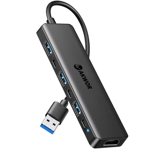 USB 3.0 to HDMI Adapter, USB 3.0 Hub with HDMI 1080P, USB-A&C Data & Power Ports, Docking Station Extender for Monitor, PC, Laptop, Desktop Support Windows 7/8/10 & Mac OS