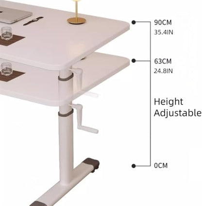 Manual Crank Standing Desk, Height-Adjustable Computer Sit-Stand Study Desk for Bedroom, Living Room and Office (White 39.4 * 23.6in) - color: White, size: 39.4*23.6in