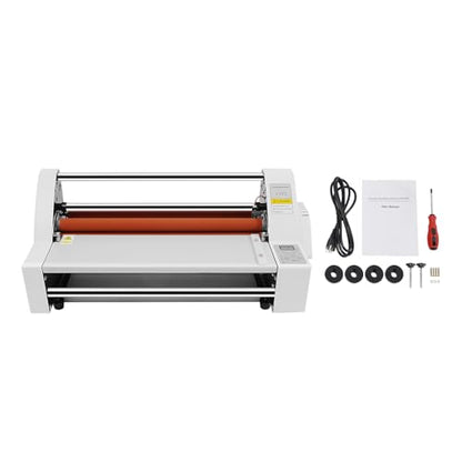 Hot Cold Laminator Machine, Roll Laminating Device, Adjustable Temperature, Single Double-Sided, Silent High-Speed Motor, Office School Home, Digital Display, Tension Control, 13.78 inch Width