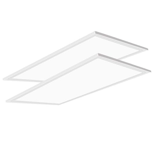 2x4 LED Flat Panel Light,2 Pack 7800 LM Drop Ceiling Office Light Fixture,5000K Commercial Lights,0-10V Dimmable, 2x4 Recessed Edge-Lit Troffer Fixture for Office Kitchen,ETL Listed - size: 2pack-2x4 led panel light
