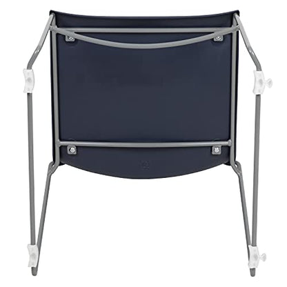 EMMA + OLIVER Home and Office Navy Full Back Stack Chair with Gray Fr | Powder Coated, 661 LBS. Weight Capacity - color: Navy