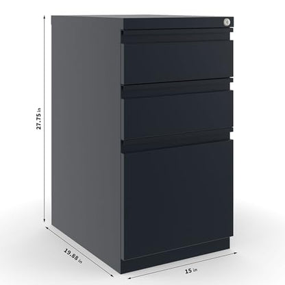 Staples 3-Drawer Vertical File Cabinet, Letter Size Documents, Lockable, 19.88" D x 15" W x 27.75" H, Black - color: Black, size: 1 Pack, style: 20'' Depth