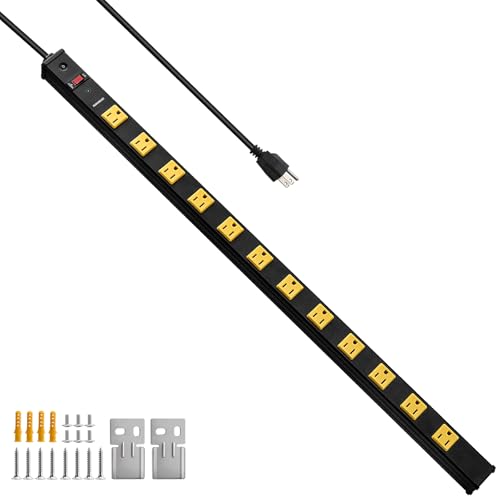 SURAIELEC 2-Pack 12 Outlet Metal Power Strip, 1020J Surge, ETL Listed - size: 12 OUTLET