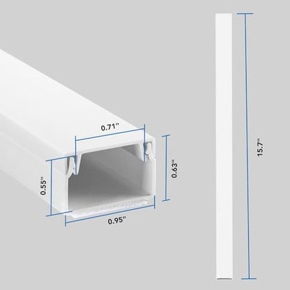 Mount-It! 157in Cord Hider Kit – Paintable Cable Raceway for TV Cables, Wires, and Power Cords, Wire Cover & Cable Concealer, Fire-Retardant Design, Incl. Corners & Connectors, Fits 2-3 Cables – White