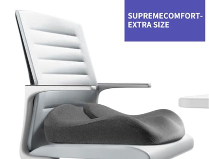 SupremeComfort X-Large Gel Infused Memory Foam Seat Cushion for Office Chair, Kitchen Chair, Car Seats- Elevate Your Seating Experience -Pressure Sore and Tailbone Pain Relief