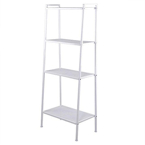 Azadx Ladder Shelf Bookcase, 4-Tier Multipurpose Iron Widen Ladder Bookshelf Plant Storage Organizer Rack, Shelf Display Rack for Home or Office Use (Ivory White) - color: Ivory White