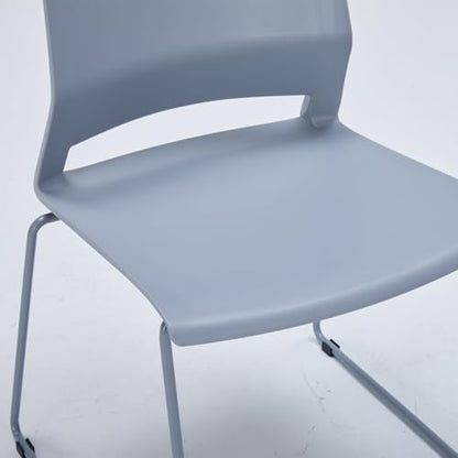 Grey Stackable Chairs Set of 4 for Break Conference Room Church Lobby - color: Grey, size: 4 pack