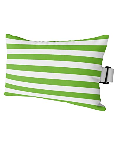 T&H XHome Outdoor Pillow for Chaise Lounge Chair, Green and White Stripes Waterproof Headrest Pillow Lumbar Pillows with Adjustable Elastic Strap for Beach, Poolside, Patio, Office (1 Pack) - color: Stripethh3413, size: 11 x 16 Inch - 1 Pack