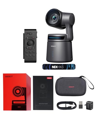OBSBOT Tail Air NDI Streaming Camera 4K+ Remote Control, AI Tracking Camera | PTZ Camera with Intelligent APP, Gesture Control, HDMI/USB-C/Wireless Webcam, Live Streaming Cameras (NDI Activated) - size: Tail Air+Remote (NDI Activated)