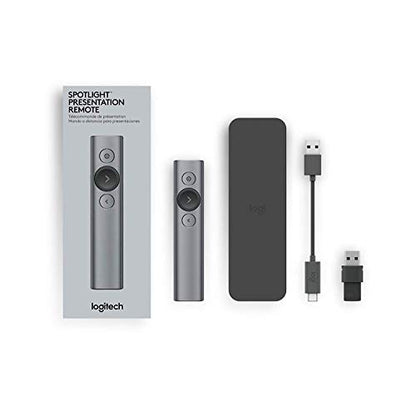 (Discontinued) Logitech Spotlight Presentation Remote - Advanced Digital Highlighting with Bluetooth, Universal Compatibility, 30M Range and Quick Charging – Slate