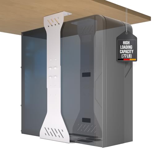 Heavy Duty Under Desk PC Holder – Up to 77 lbs Load Capacity - Adjustable Computer Tower Holder - Under Desk Computer Mount (White) - color: White