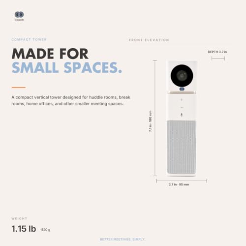 Boom UNO Full HD 1080p Conference Camera & Video Bar, 120° Wide Angle Lens, Full Duplex Speaker & Noise Reducing Mic, USB Plug & Play for Zoom, Teams & Google Meet (White) - color: White
